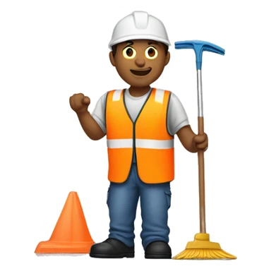 man wearing safety vest sweeping sticker