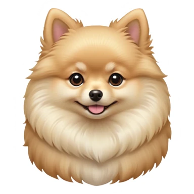 Cinematic Cute Cream Pomeranian Portrait Emoji, Head tilted playfully and inquisitively, featuring a luxurious, fluffy cream Fur with a natural sheen, round, sparkling dark eyes filled with curiosity, Simplified yet irresistibly adorable features, highly detailed, glowing with a warm, friendly glow, high shine, affectionate and lively, stylized with a touch of whimsy, bright and endearing, soft glowing outline, capturing the essence of a mischievous yet loving pup, so playful it feels like it could scamper out of the screen and into your arms! sticker