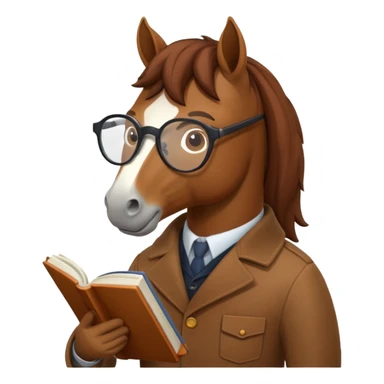 horse read book with glasses sticker