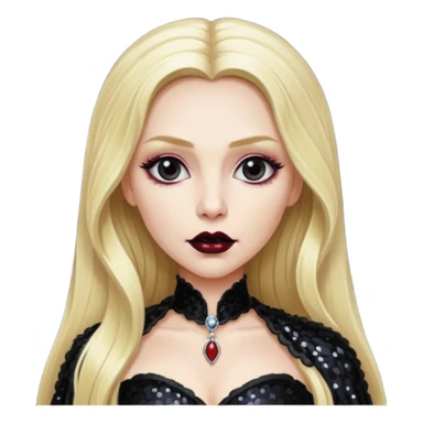 Bride of Dracula with long blonde hair, black sequin outfit sticker