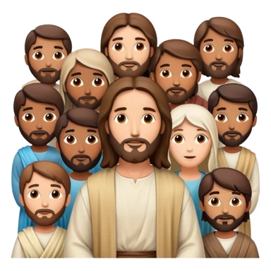 Jesus with his disciples and followers, a group of people gathered around Jesus sticker