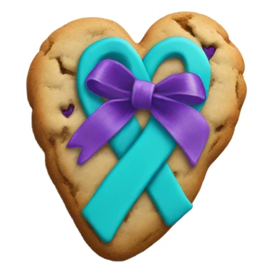 Purple and teal Suicide awareness ribbon on heart cookie sticker