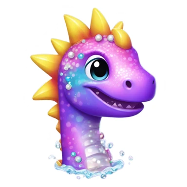 Lisa frank glitter pretty water dinosaur with fins and pearls sticker