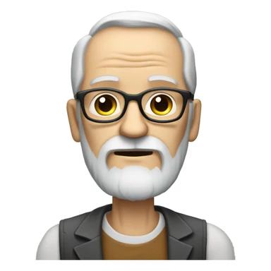 Bearded skinny old man with glases, skinnier, grey beard, longer hair, grumpy sticker