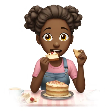 girl eating cake like an animal  sticker