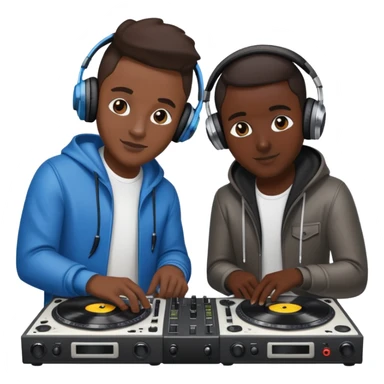 2 dj with everthing around  sticker