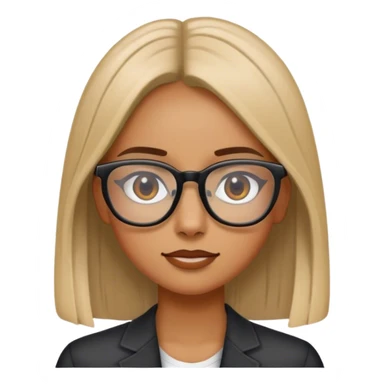 Niña lacia de piel un poco morena y con lentes sticker