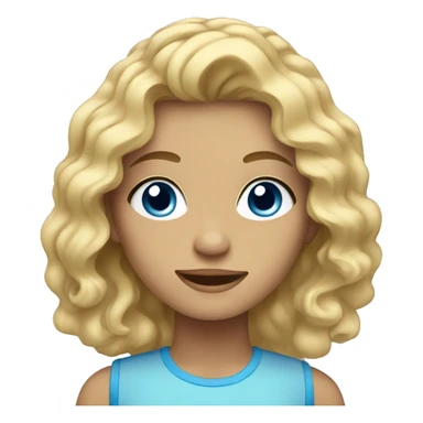 Blond teen girl with blue eyes and wavy hair  sticker