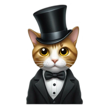 Cat with monocle wearing a top hat and tuxedo sticker