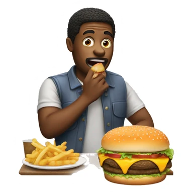 Create an emoji of a men eating burger sticker