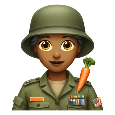 army woman holding carrot sticker