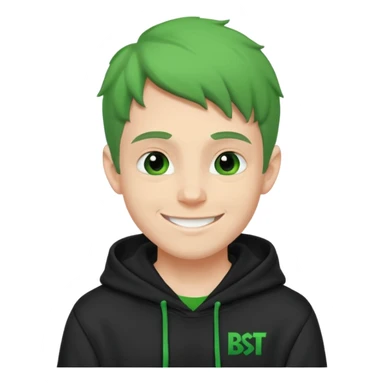 Create an avatar of white european male in hoodie with ``BST`` letters on it/ make him look like grinch sticker