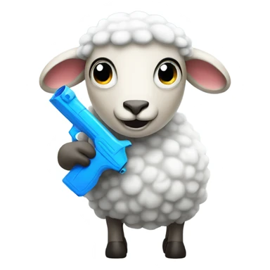 sheep holding a water gun sticker