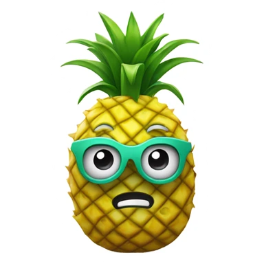 3D elegant shy pineapple  🍍 with big shiny eyes. The pineapple is embarrassed ☺️ sticker