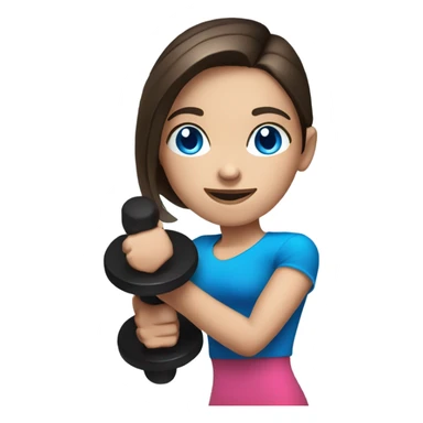 Realistic brunette girl with bright blue eyes lifting hand weights sticker