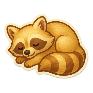 Very Light Blonde raccoon sleeping 2d digital art semi realistic  sticker
