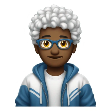 chico cool con rizos colo de iel blanca y sueter azul  sticker