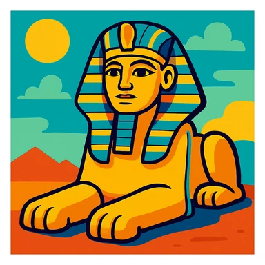 ancient sphinx, vibrant toon style sticker