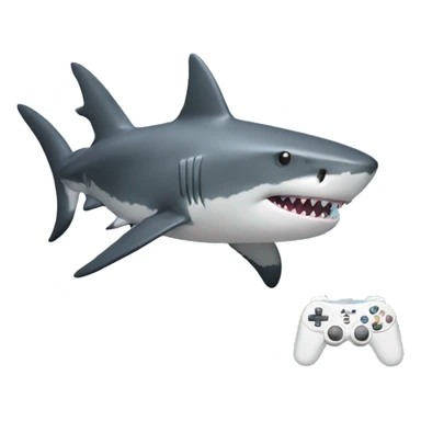 A shark that has a controller playing a game sticker