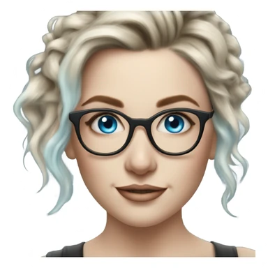 Hyper Realistic Balayage pale beautiful tattooed woman with glasses and blue eyes happy  sticker