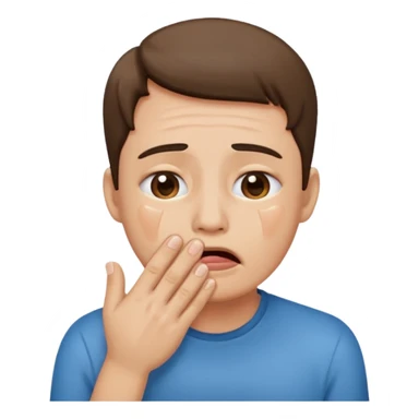 Crying with hands over mouth sticker