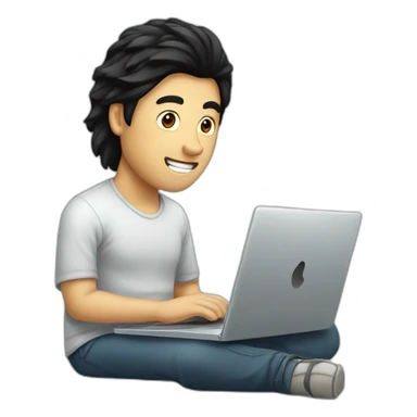 asia-man-black-hair-on-glass-with-laptop sticker