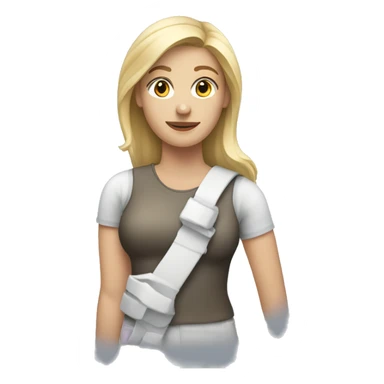 Blonde woman with right arm in cast sticker
