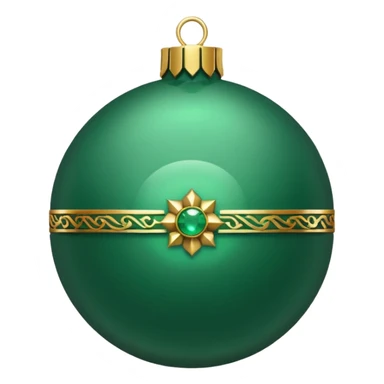 Ultra detailed christmas ornament in jade green color and gold sticker