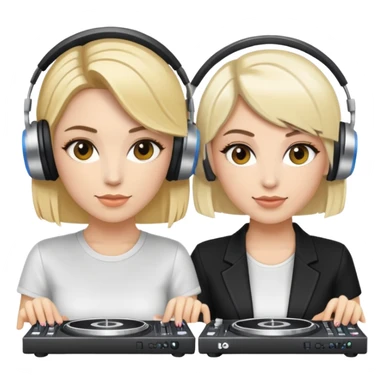 Blonde female and brunette female DJs sticker