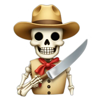 chef skeleton with cowboy hat, holding a knife sticker