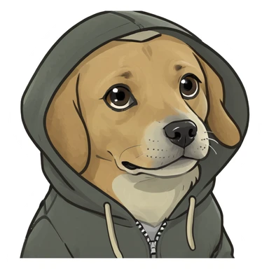 Cute dog wearing a hoodie sticker