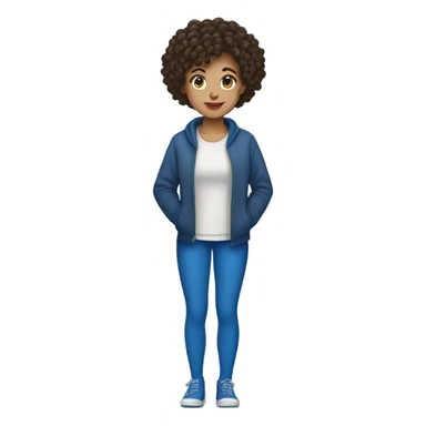short curly haired brunette girl wearing blue socks sticker