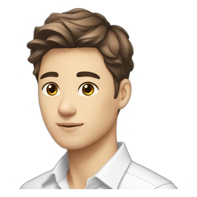 brown medium length hair-white formal shirt-korean guy sticker