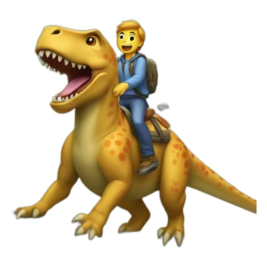 dog riding a dinosaur sticker