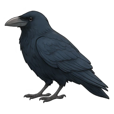 realistic ghibli style raven sticker