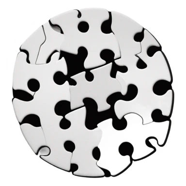 separate white puzzle pieces in a circle with black edges sticker
