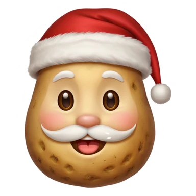 Potato with a smile face and a Santa Christmas hat on sticker