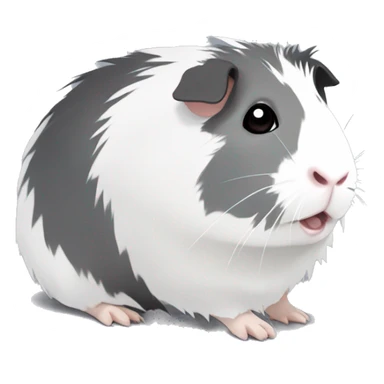 Fuzzy grey Guinea pig with white patches and with dark red eyes  sticker