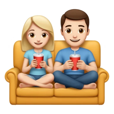 A couple sitting on a sofa watching a movie sticker