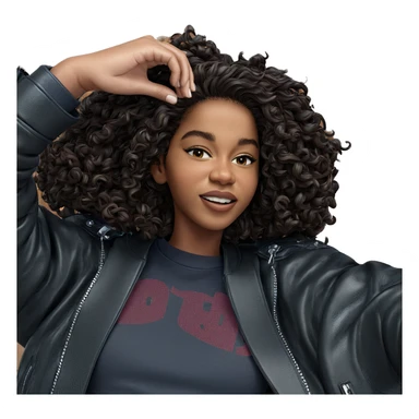 relaxed pose in leather jacket sticker