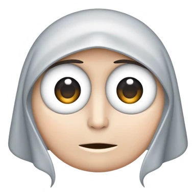 Grauer CartoonKrähenkopf mit geröteten Wangen, großen weißen Augen mit entschlossenem Ausdruck und kurzem, spitzem Schnabel sticker