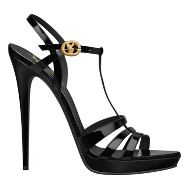 YSL TRIBUTE heels SANDAL black PATENT LEATHER sticker