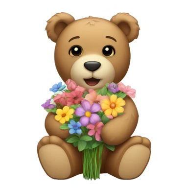 teddy bear with flowers sticker