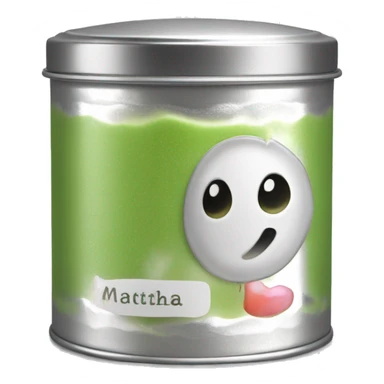 pretty matcha scented candle in silver tin with label realistic sticker