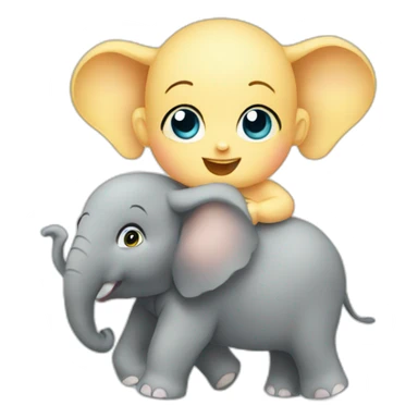 Baby on elephant sticker
