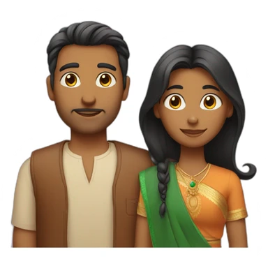 indian family with one dad straight hair and one son straight hair sticker