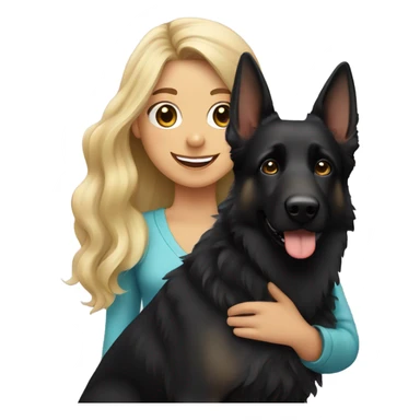 Black german shepherd with cute blonde girl with wavy beach hair sticker