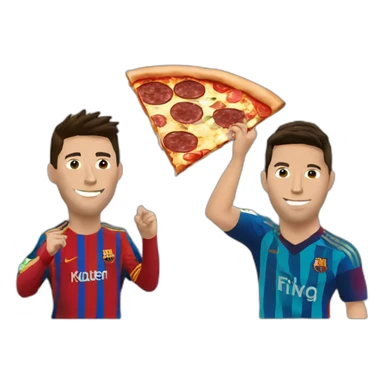 Ronaldo and messi eating pizza sticker