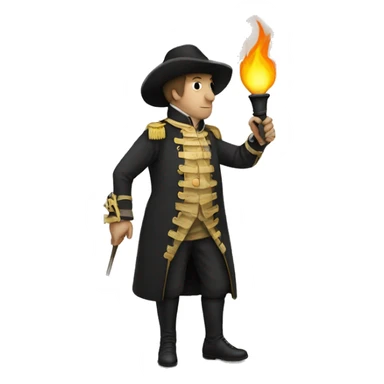 Faceless man in colonial costume with torch sticker