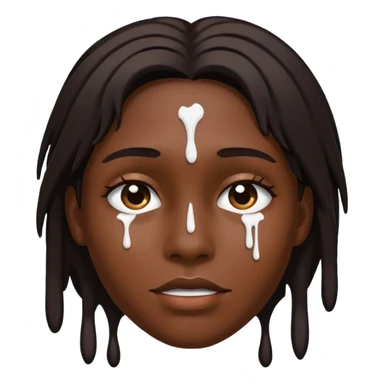 Drip White paint from ebony face with long brown hair sticker